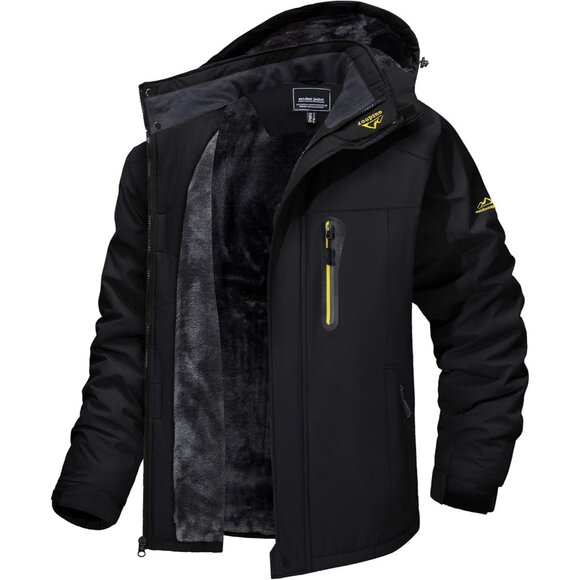 Tacvasen Men's Black Waterproof Fleece Liner Windproof Warm Snow Ski Jacket - Picture 1 of 6